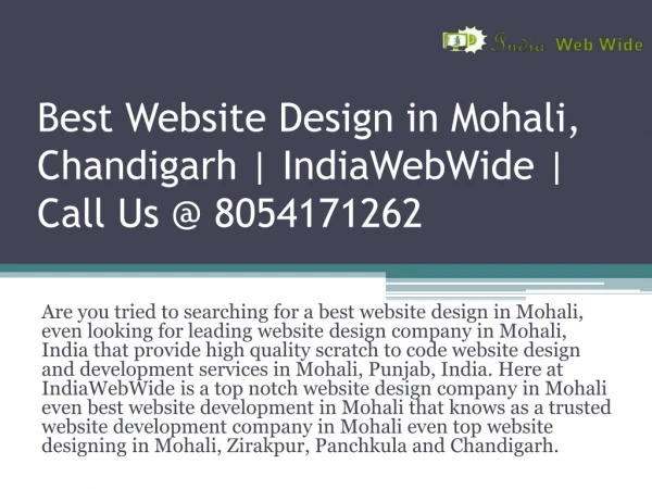 Best Website Design in Mohali | IndiaWebWide | Call Us @ 8054171262