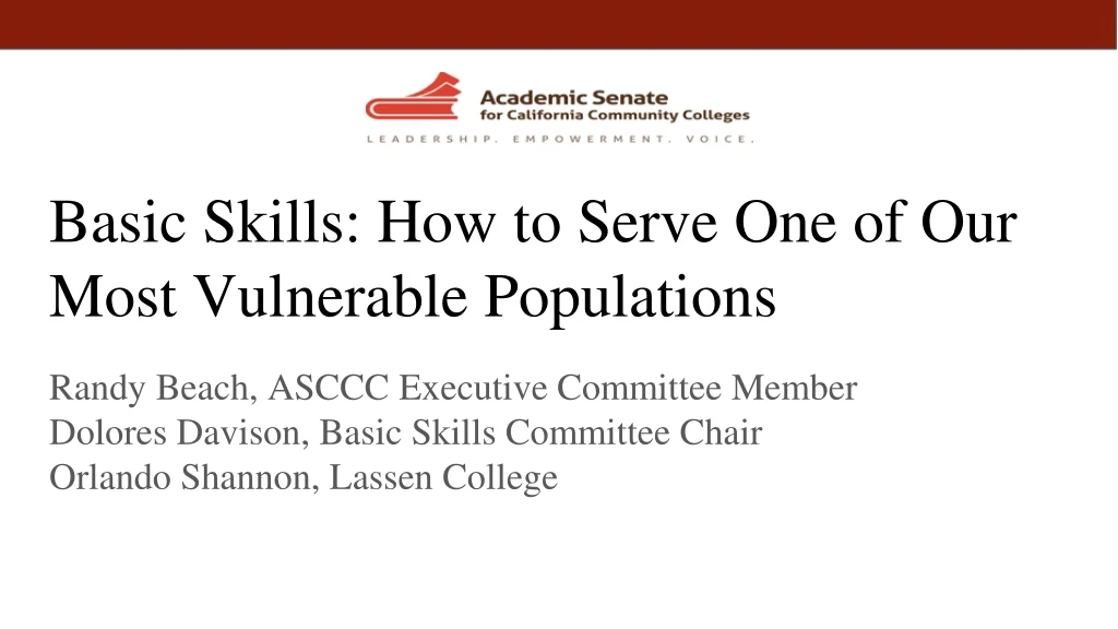 basic skills how to serve one of our most vulnerable populations