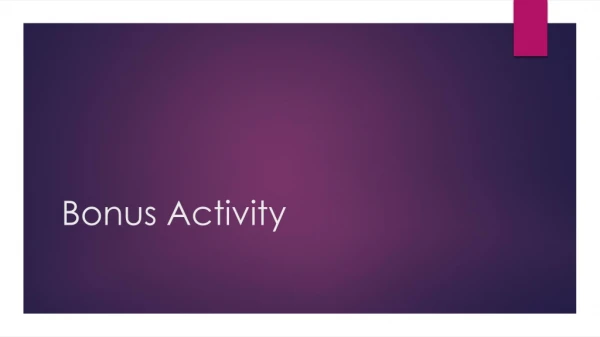 Bonus Activity