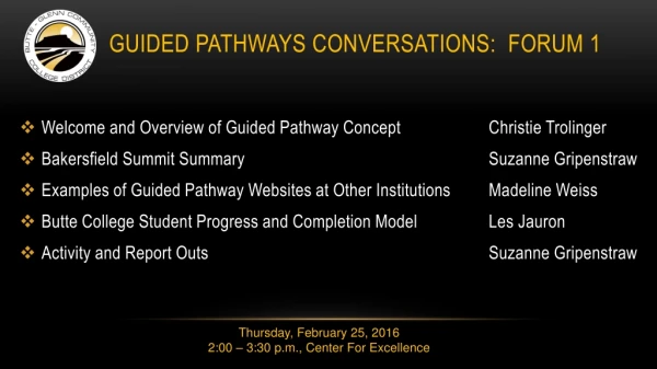 Guided pathways CONVERSATIONS: FORUM 1