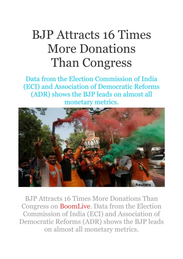 BJP Attracts 16 Times More Donations Than Congress