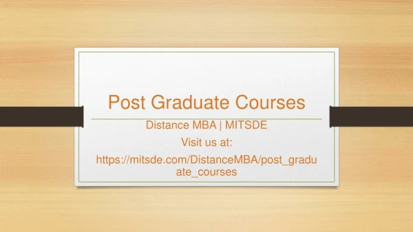 Postgraduate Courses | Distance MBA - MIT School of Distance Education