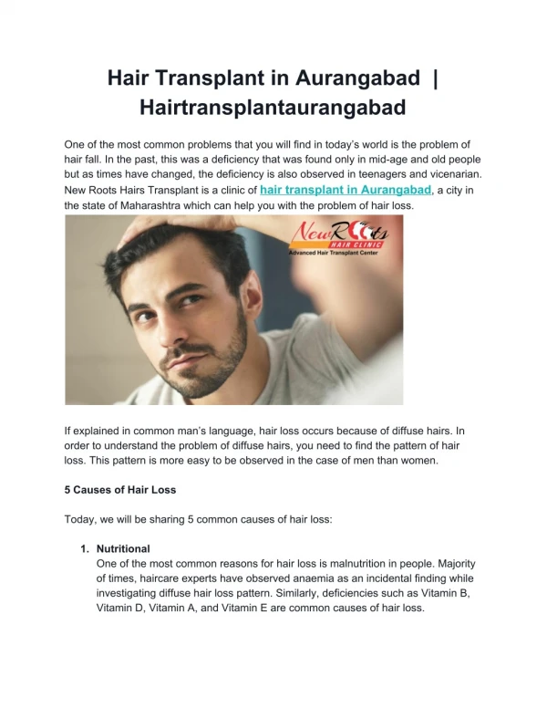 Hair Transplant in Aurangabad | Hairtransplantaurangabad