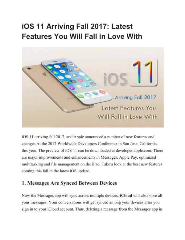 iOS 11 Arriving Fall 2017: Latest Features You Will Fall in Love With