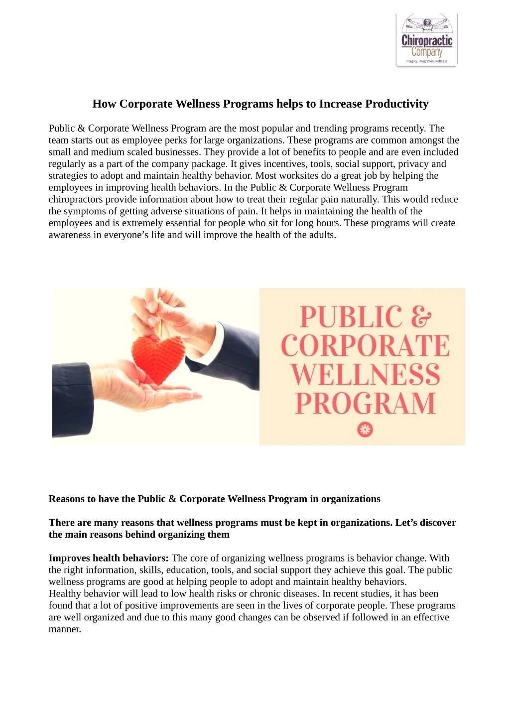 how corporate wellness programs helps to increase