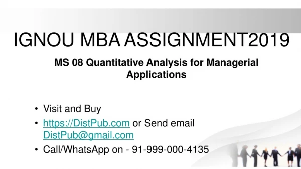 MS 08 Quantitative Analysis for Managerial Applications
