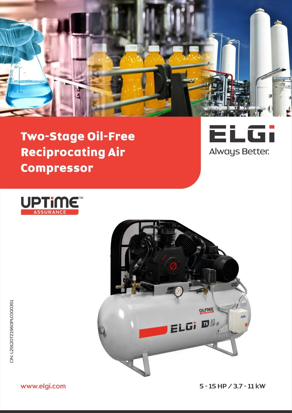 two stage oil free reciprocating air compressor