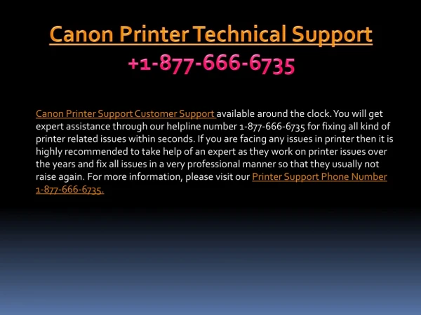 Canon Printer Customer Support Phone Number 1-877-666-6735