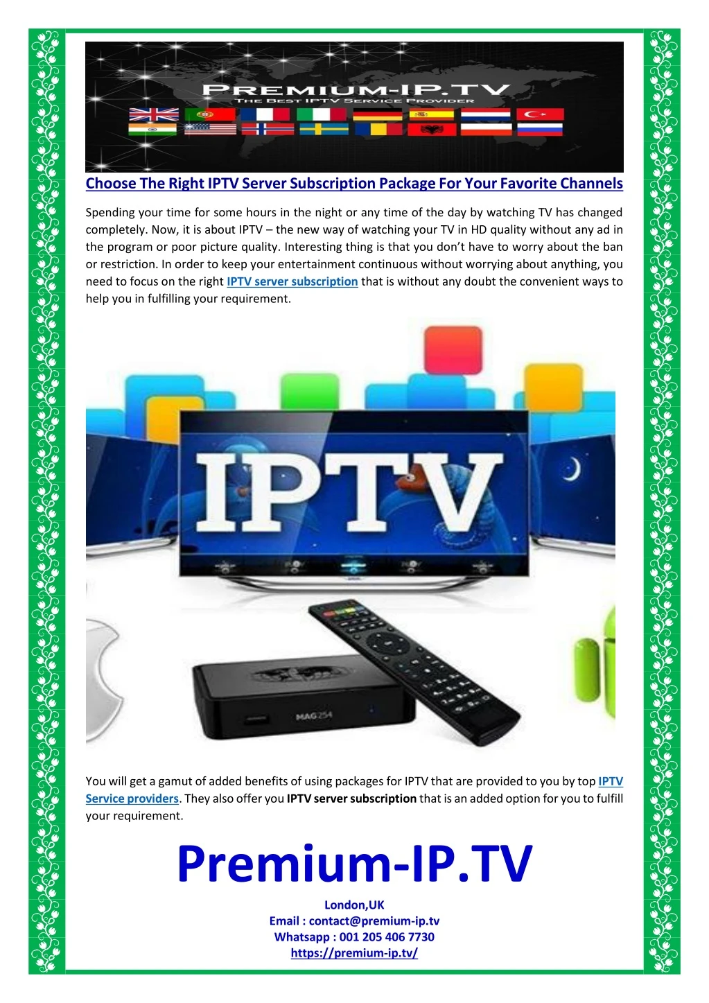 choose the right iptv server subscription package