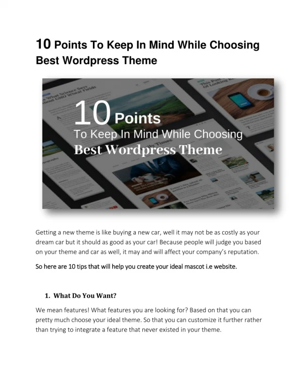 10 Points To Keep In Mind While Choosing Best Wordpress Theme