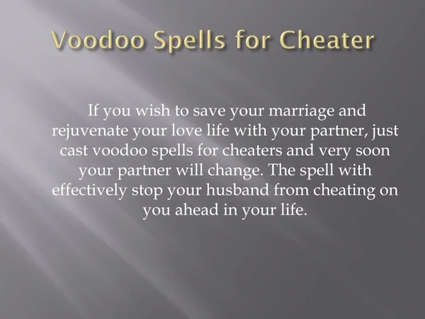 Voodoo Spells for Cheater Husband and Boyfriend