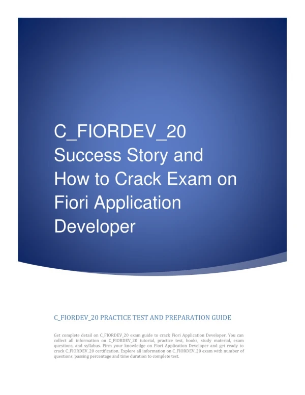 C_FIORDEV_20 Success Story and How to Crack Exam on Fiori Application Developer