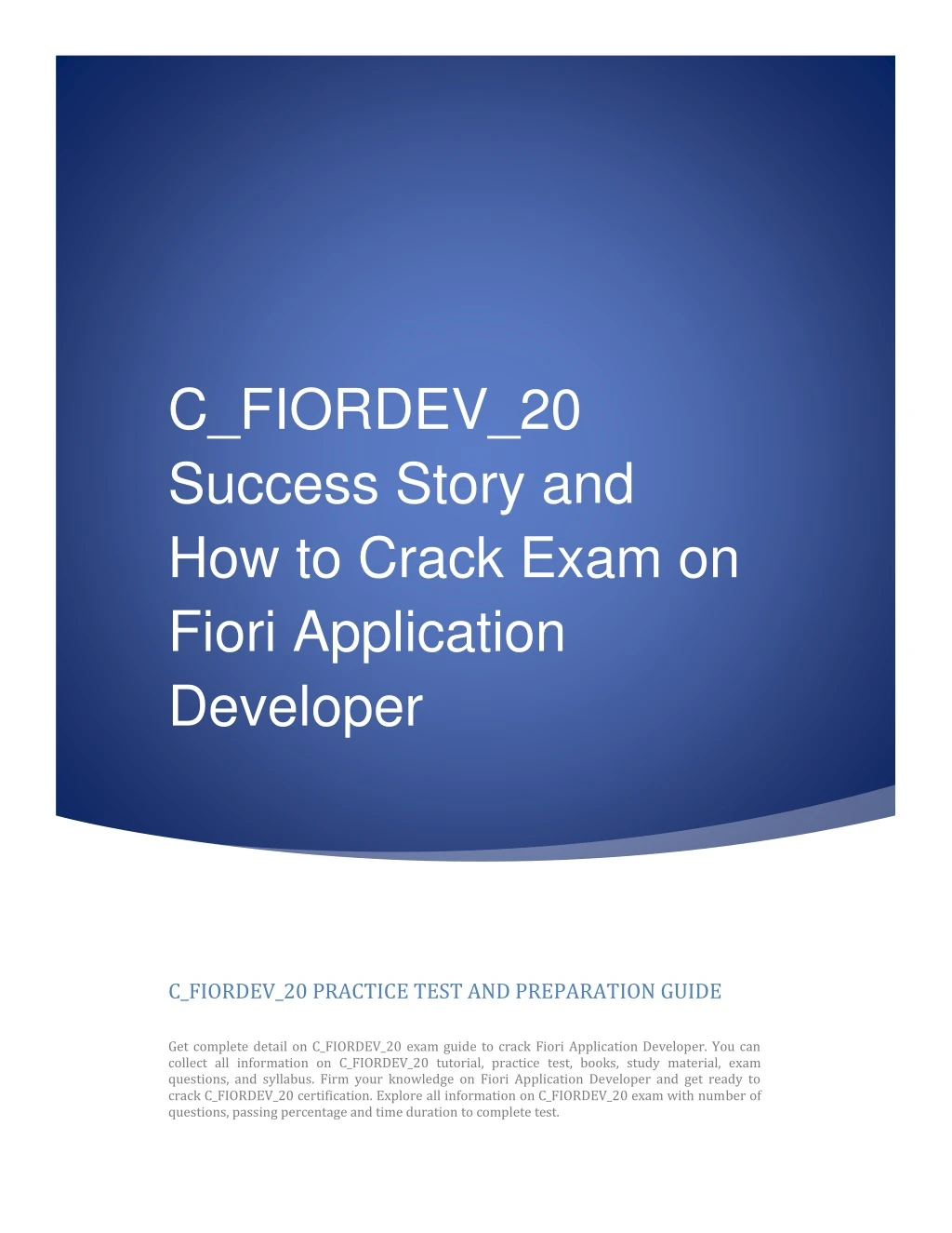 c fiordev 20 success story and how to crack exam