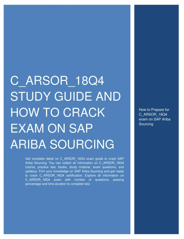 How to Prepare for C_ARSOR_18Q4 exam on SAP Ariba Sourcing