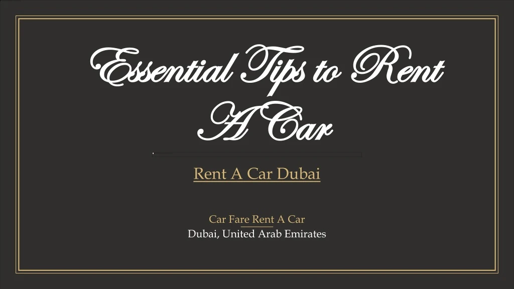 essential tips to rent a car