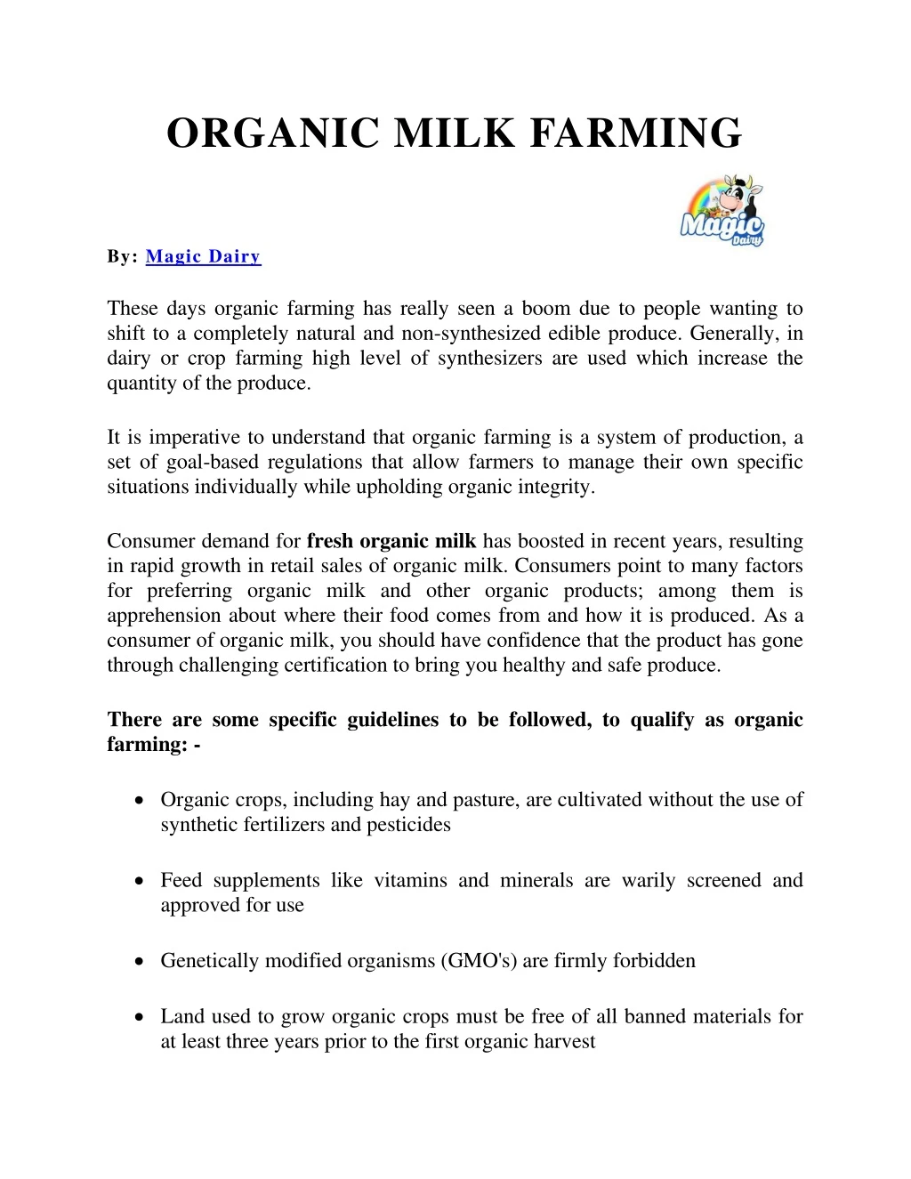 organic milk farming