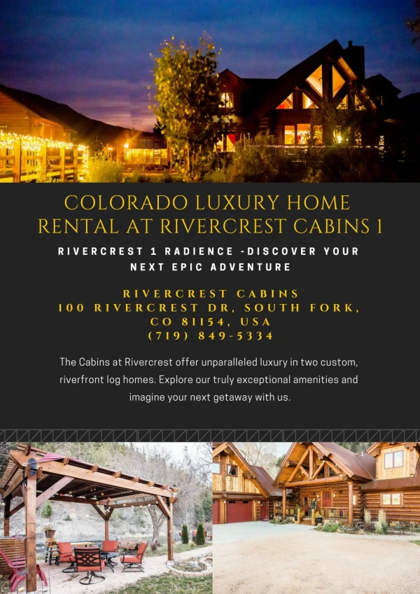 Colorado luxury home rental At RiverCrest Cabins 1