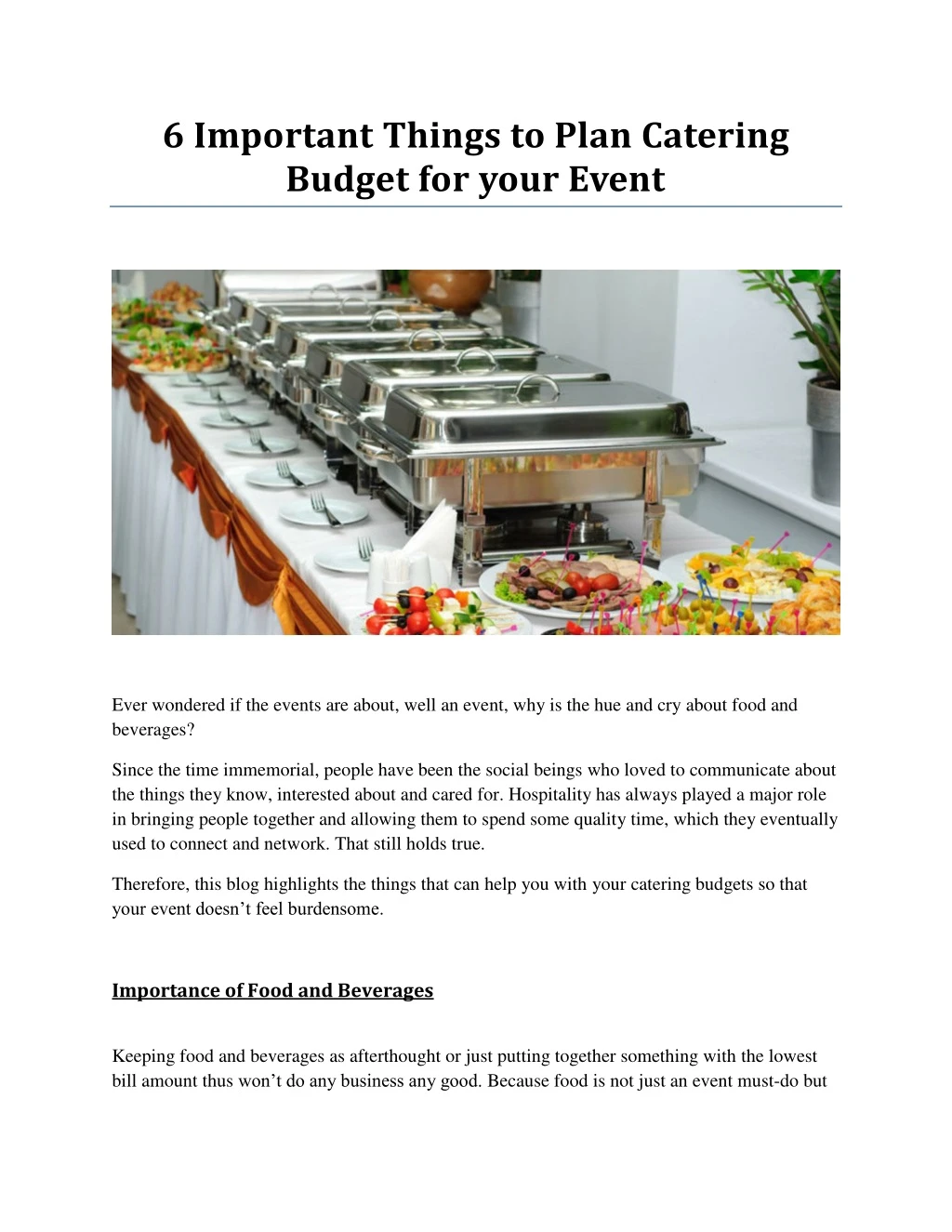 6 important things to plan catering budget