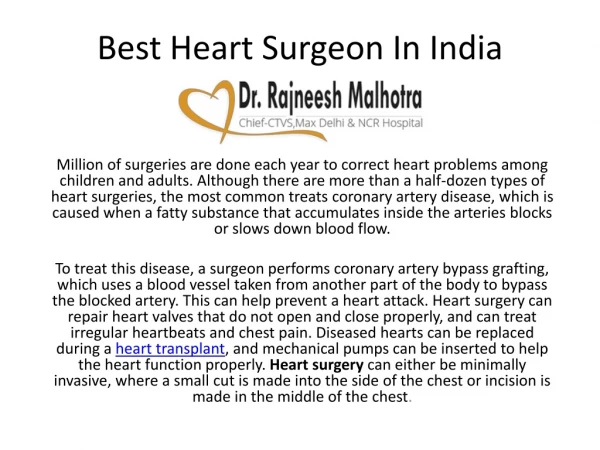 Heart Surgeon In India