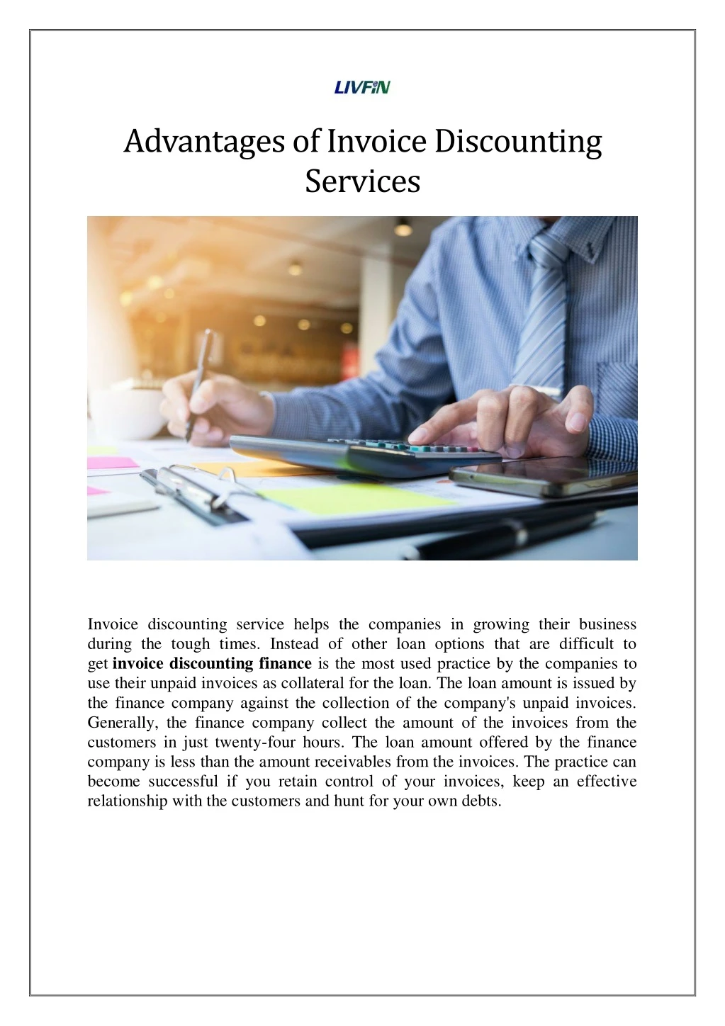 advantages of invoice discounting services