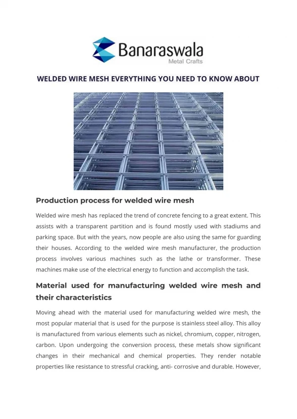 WELDED WIRE MESH EVERYTHING YOU NEED TO KNOW ABOUT