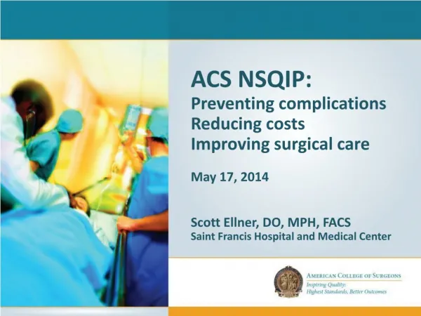 ACS NSQIP: Preventing complications Reducing costs Improving surgical care May 17, 2014