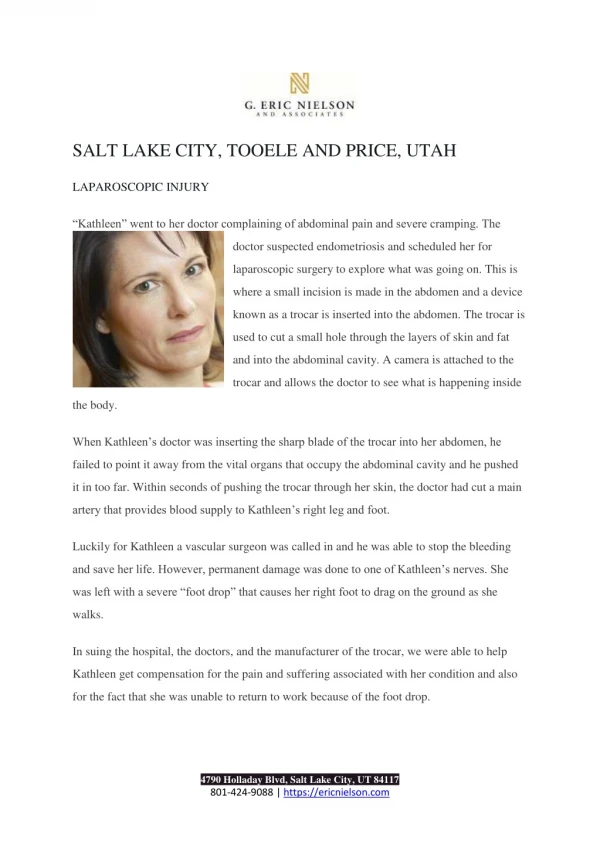 Laparoscopic injury Laywers- salt lake city utah