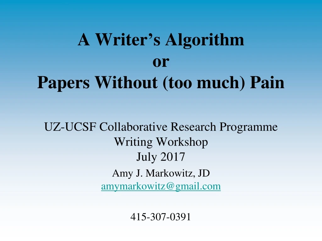 a writer s algorithm or papers without too much pain
