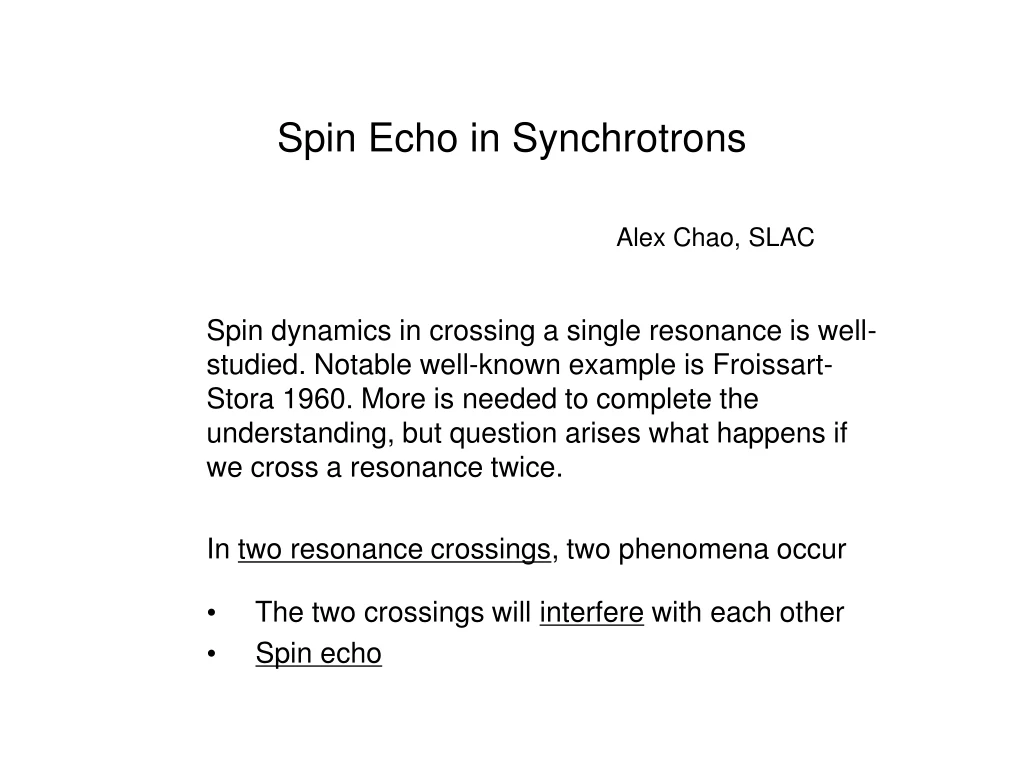 spin echo in synchrotrons