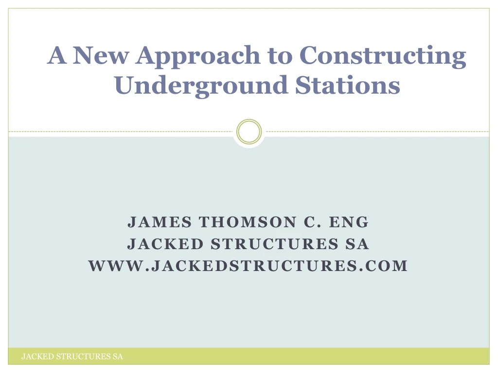 a new approach to constructing underground stations