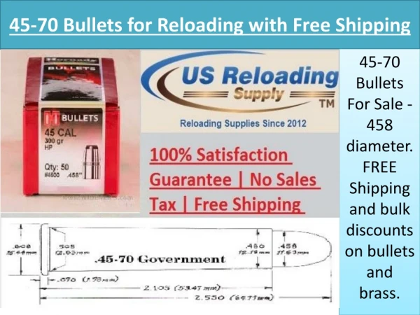 45-70 Bullets for Reloading with Free Shipping