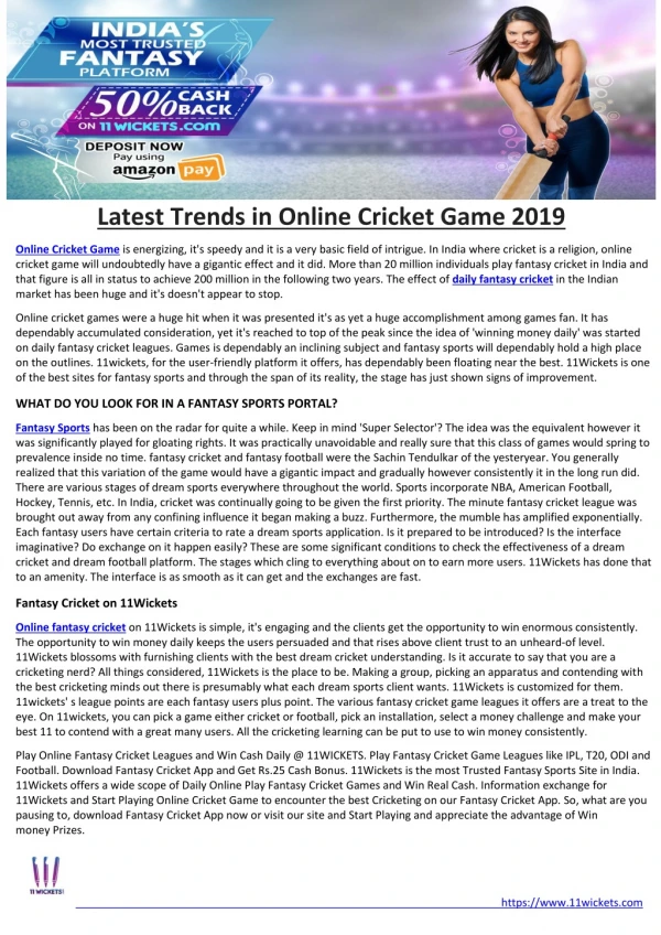 Latest Trends in Online Cricket Game 2019