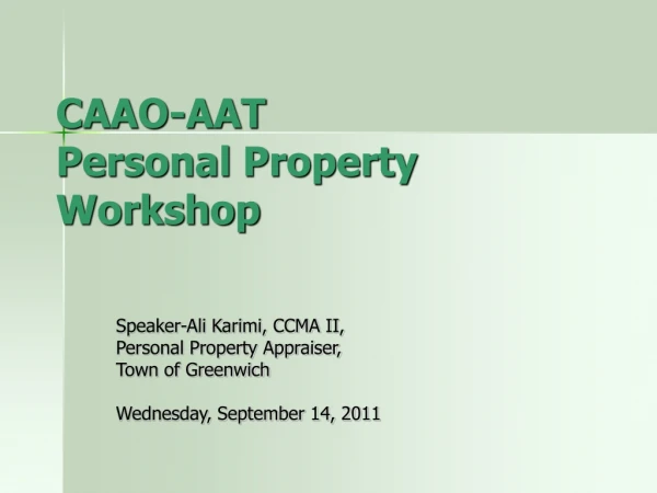CAAO-AAT Personal Property Workshop
