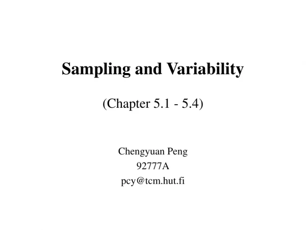 Sampling and Variability (Chapter 5.1 - 5.4)