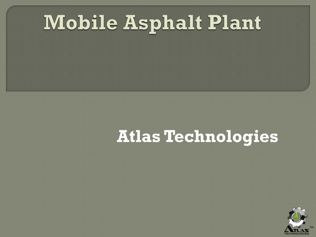 mobile asphalt plant