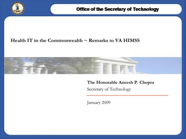Health IT in the Commonwealth Remarks to VA HIMSS