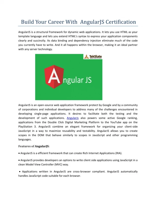 Get The Best Online AngularJS Certification
