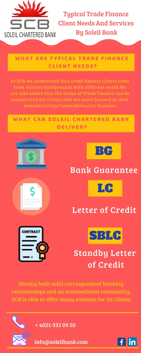 Typical Trade Finance Client Needs And Services By Soleil Bank