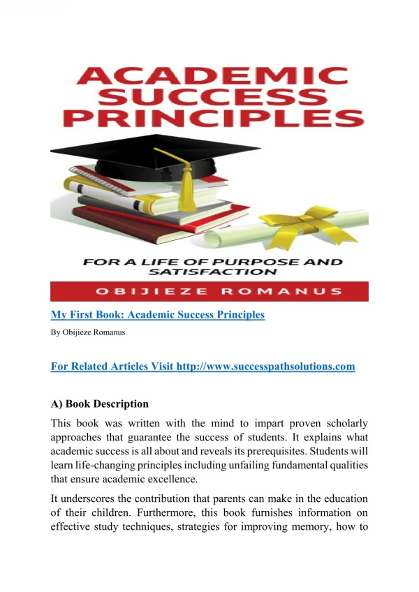 My First Book: Academic Success Principles