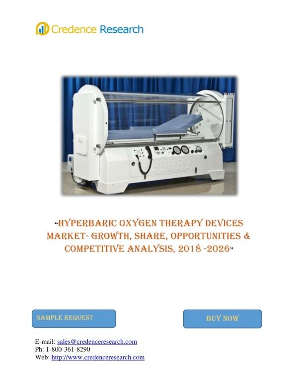 Global Hyperbaric Oxygen Therapy Devices Market to Reach Worth USD 3.6 Bn by 2024
