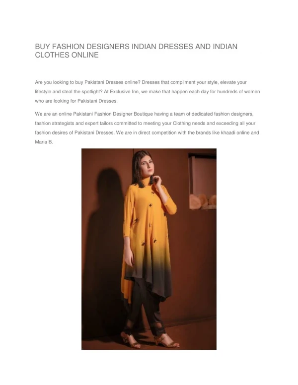 Buy Designer Indian Dresses | Indian Clothes Online - exclusiveinn