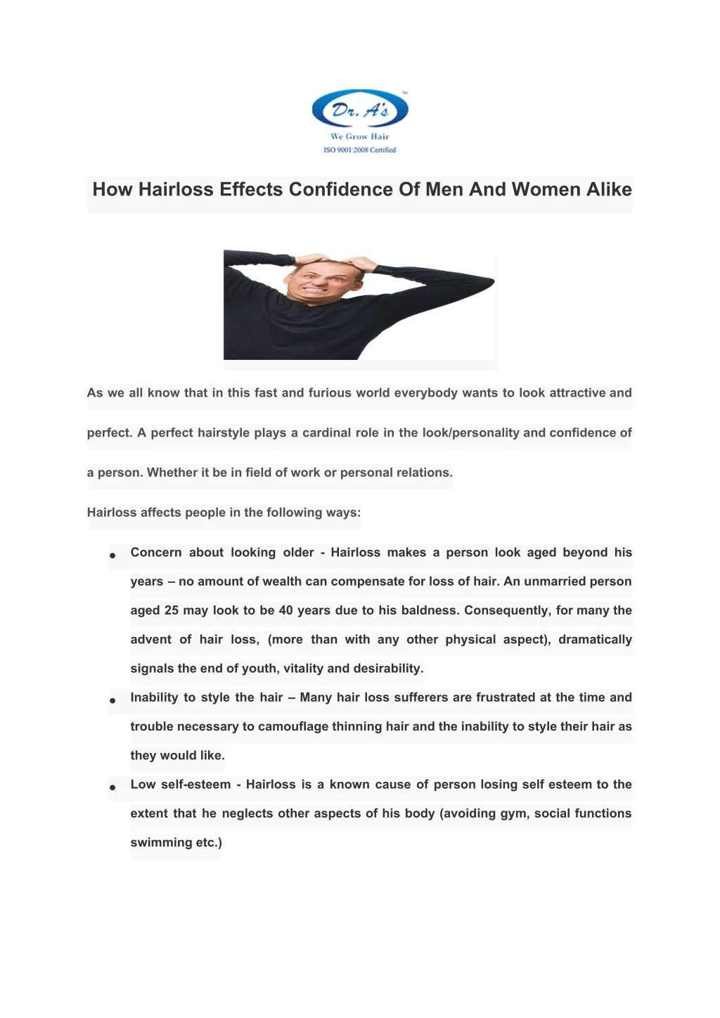 how hairloss effects confidence of men and women