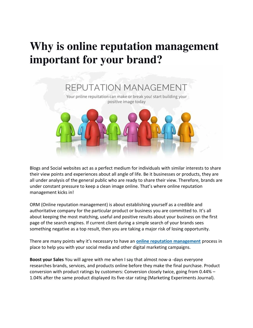 why is online reputation management important