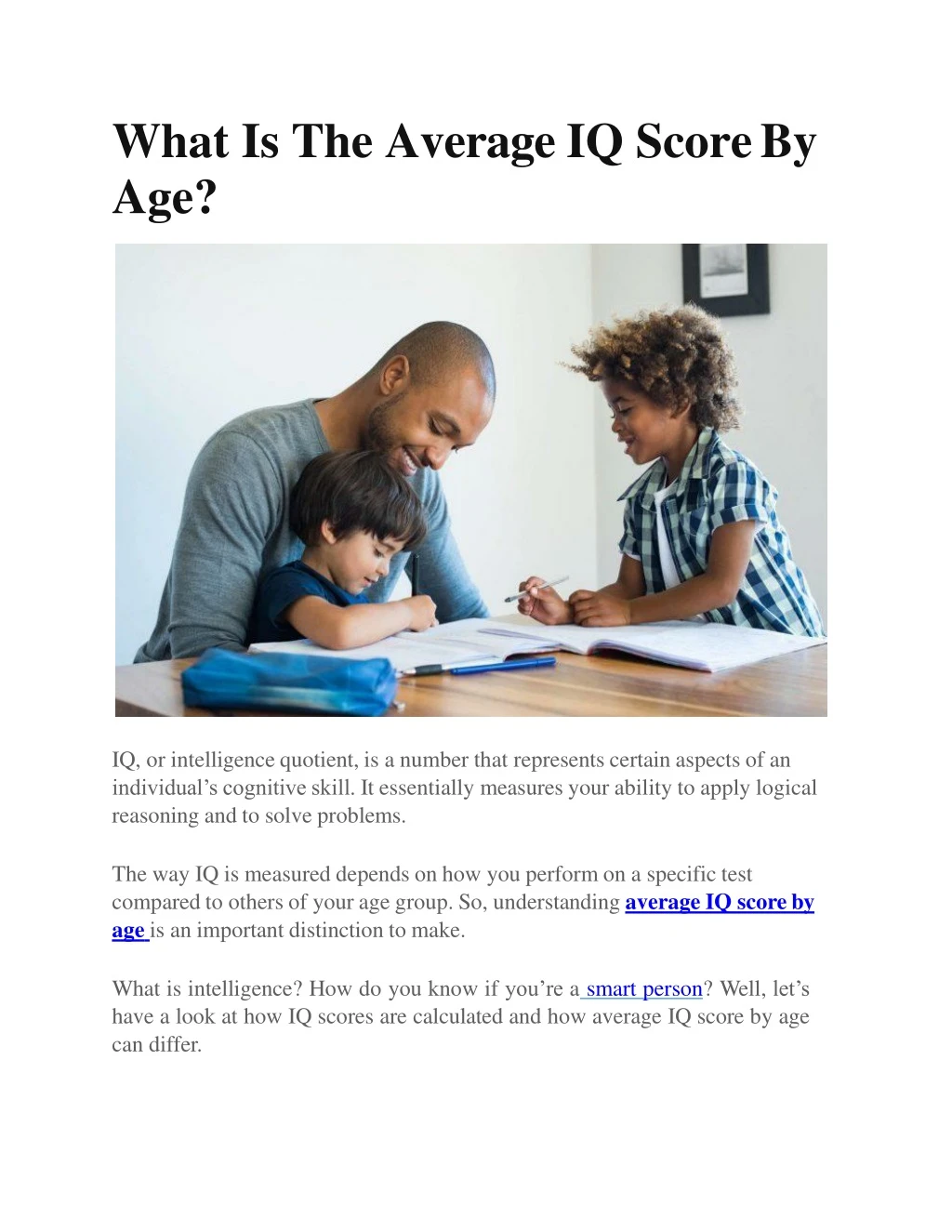 what is the average iq score by age