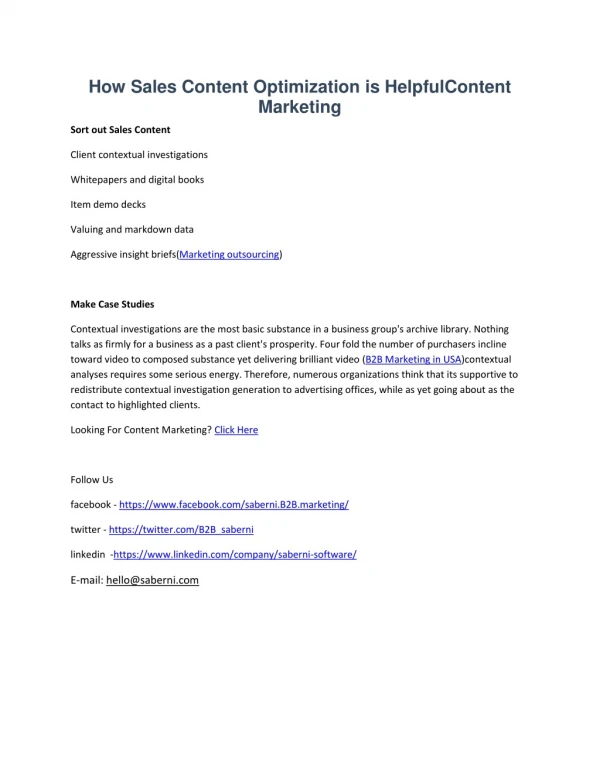 How Sales Content Optimization is HelpfulContent Marketing