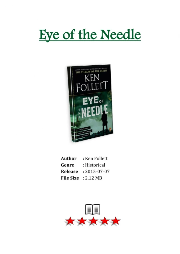 [Free] PDF Download and Read Online Eye of the Needle By Ken Follett