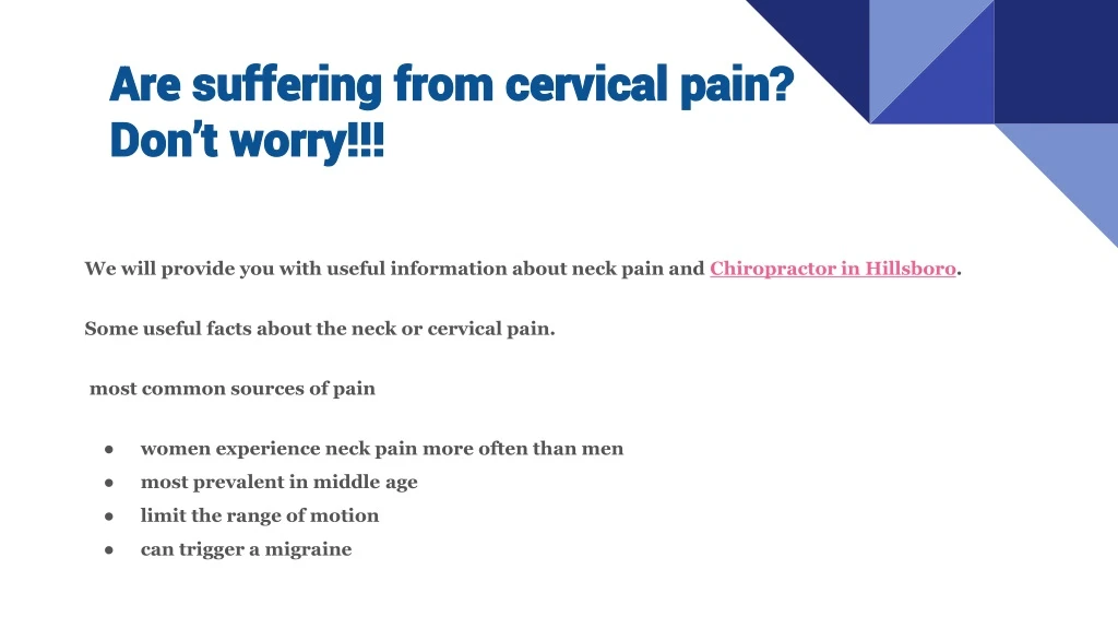are suffering from cervical pain don t worry