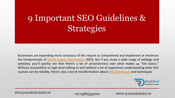 9 Important SEO Guidelines & Strategies