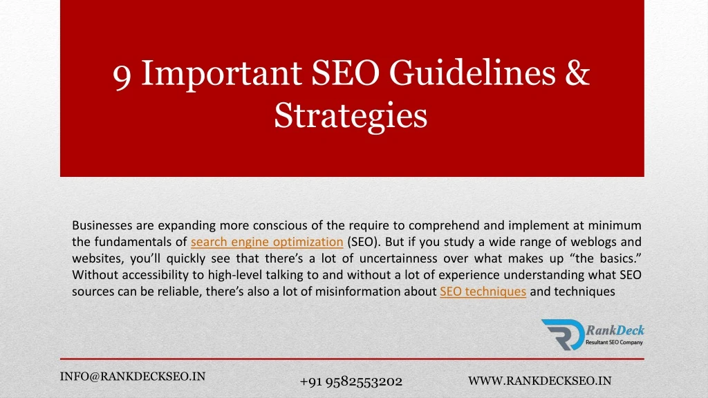 9 important seo guidelines strategies