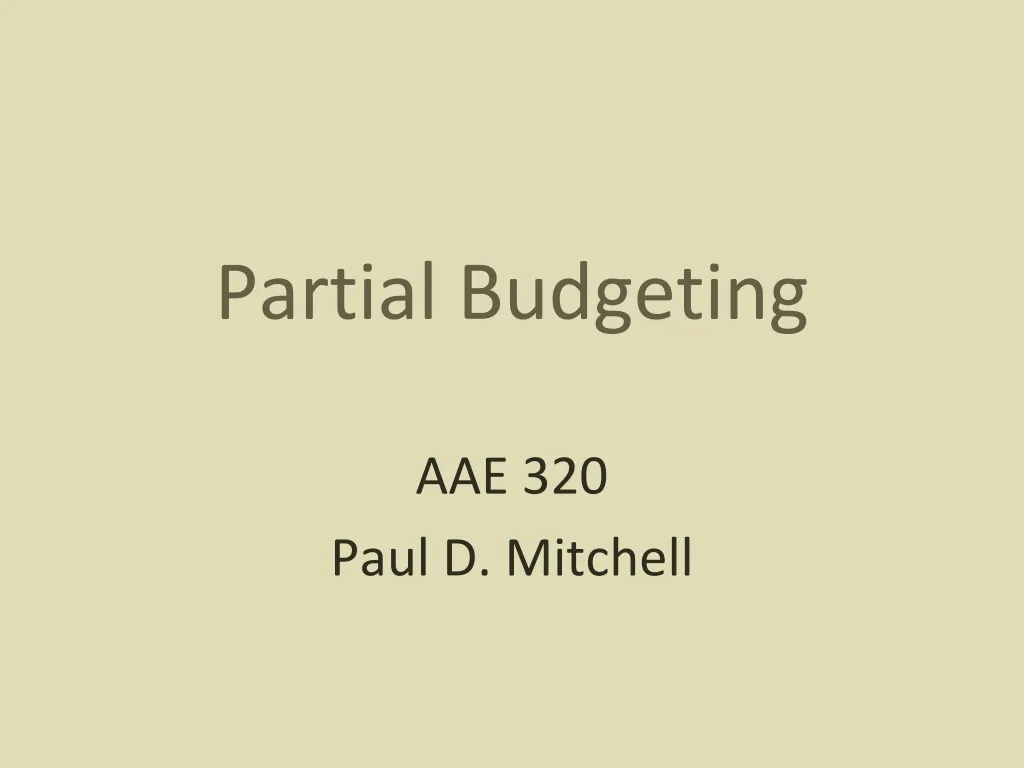 partial budgeting